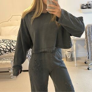 Gray Cropped Sweatshirt